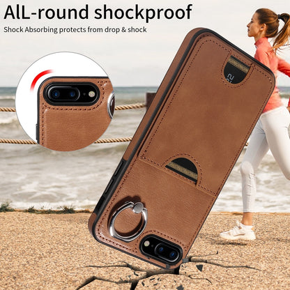iPhone 7 Plus/8 Plus Calf Texture Phone Case with Card Slot & Ring Holder - Durable & Stylish Protection