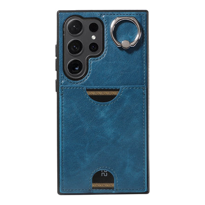 Samsung Galaxy S24 Ultra 5G Calf Texture Phone Case with Card Slot & Ring Holder - Durable & Stylish Protection