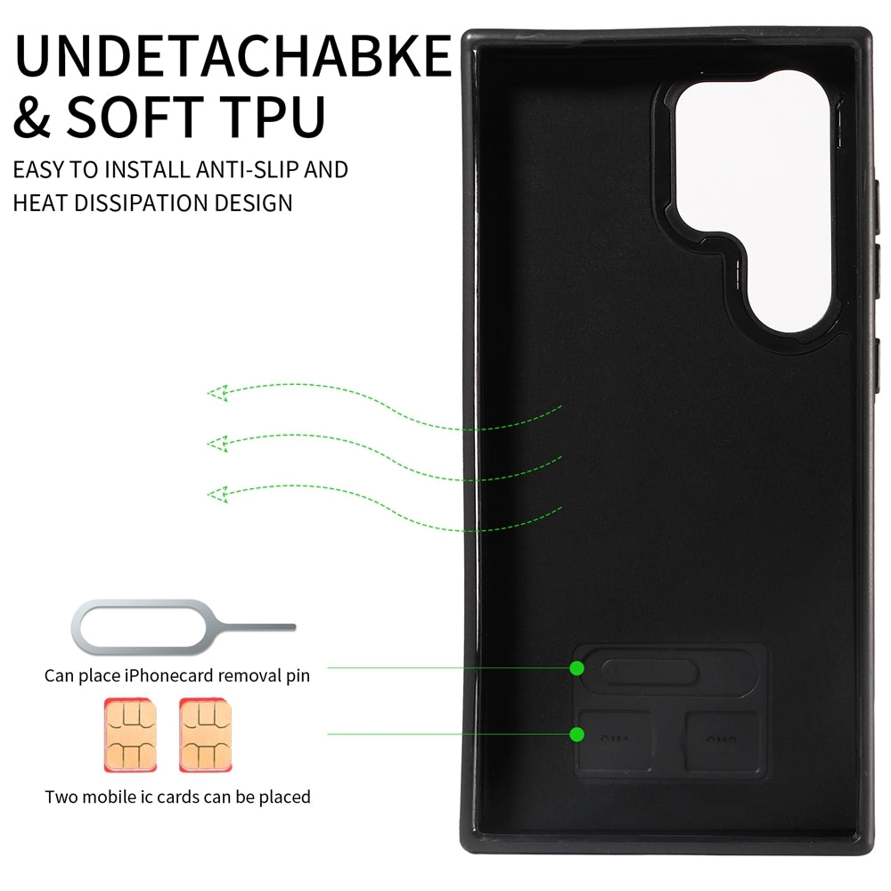 Samsung Galaxy S24 Ultra 5G Calf Texture Phone Case with Card Slot & Ring Holder - Durable & Stylish Protection
