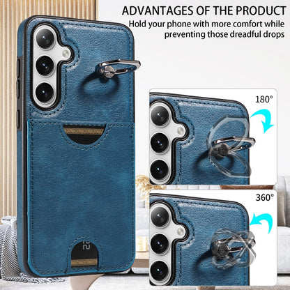 Samsung Galaxy S24+ 5G Calf Texture Phone Case with Card Slot & Ring Holder - Durable & Stylish Protection