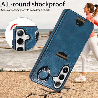 Samsung Galaxy S24+ 5G Calf Texture Phone Case with Card Slot & Ring Holder - Durable & Stylish Protection