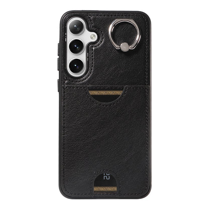 Samsung Galaxy S24+ 5G Calf Texture Phone Case with Card Slot & Ring Holder - Durable & Stylish Protection