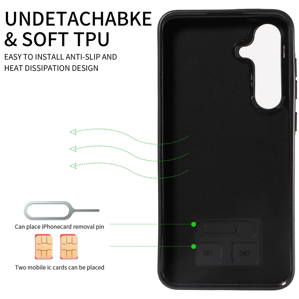 Samsung Galaxy S24+ 5G Calf Texture Phone Case with Card Slot & Ring Holder - Durable & Stylish Protection