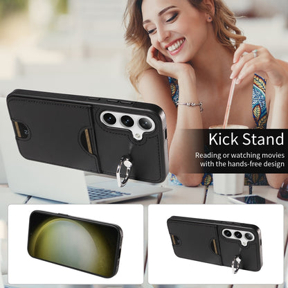 Samsung Galaxy S24+ 5G Calf Texture Phone Case with Card Slot & Ring Holder - Durable & Stylish Protection