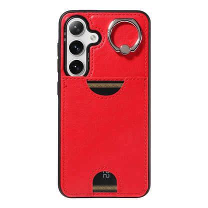 Samsung Galaxy S24 5G Calf Texture Phone Case with Card Slot & Ring Holder - Durable & Stylish Protection