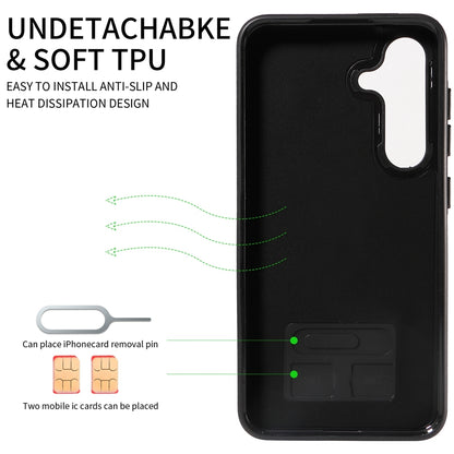 Samsung Galaxy S24 5G Calf Texture Phone Case with Card Slot & Ring Holder - Durable & Stylish Protection
