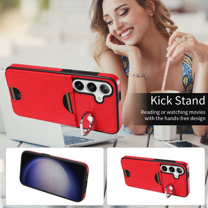 Samsung Galaxy S24 5G Calf Texture Phone Case with Card Slot & Ring Holder - Durable & Stylish Protection