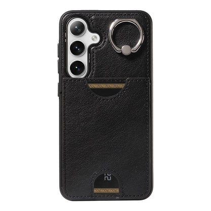 Samsung Galaxy S24 5G Calf Texture Phone Case with Card Slot & Ring Holder - Durable & Stylish Protection
