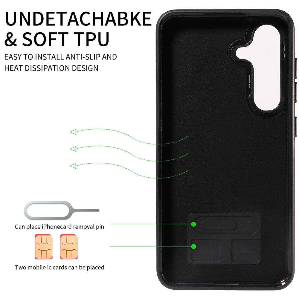 Samsung Galaxy S24 5G Calf Texture Phone Case with Card Slot & Ring Holder - Durable & Stylish Protection
