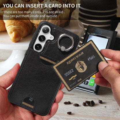 Samsung Galaxy S24 5G Calf Texture Phone Case with Card Slot & Ring Holder - Durable & Stylish Protection