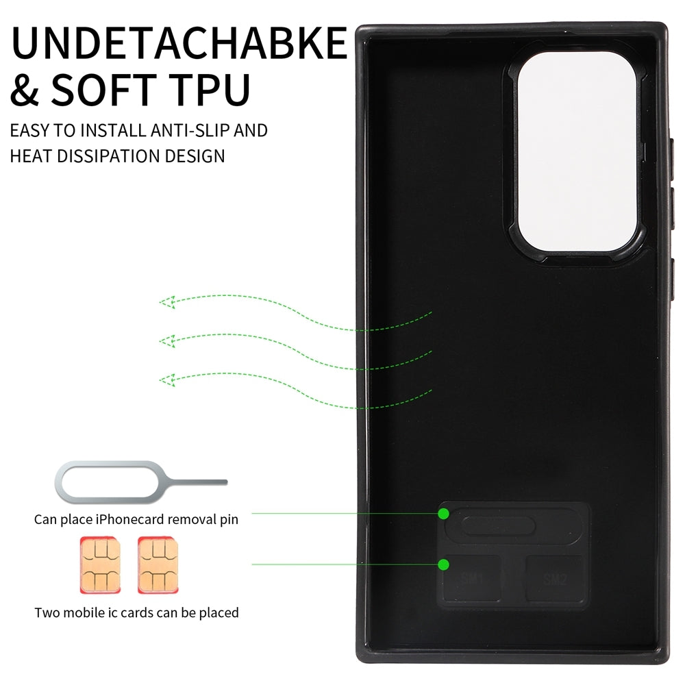 Samsung Galaxy S23 Ultra 5G Calf Texture Phone Case with Card Slot & Ring Holder - Durable & Stylish Protection