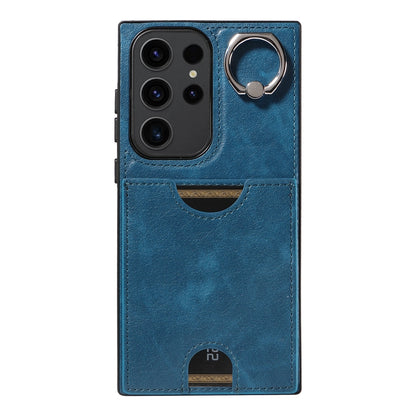 Samsung Galaxy S23 Ultra 5G Calf Texture Phone Case with Card Slot & Ring Holder - Durable & Stylish Protection