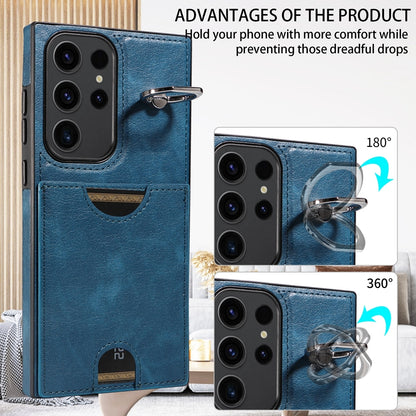 Samsung Galaxy S23 Ultra 5G Calf Texture Phone Case with Card Slot & Ring Holder - Durable & Stylish Protection