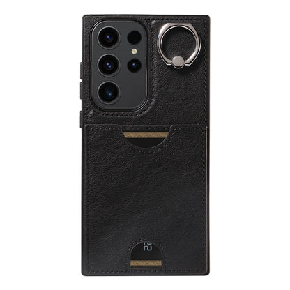 Samsung Galaxy S23 Ultra 5G Calf Texture Phone Case with Card Slot & Ring Holder - Durable & Stylish Protection