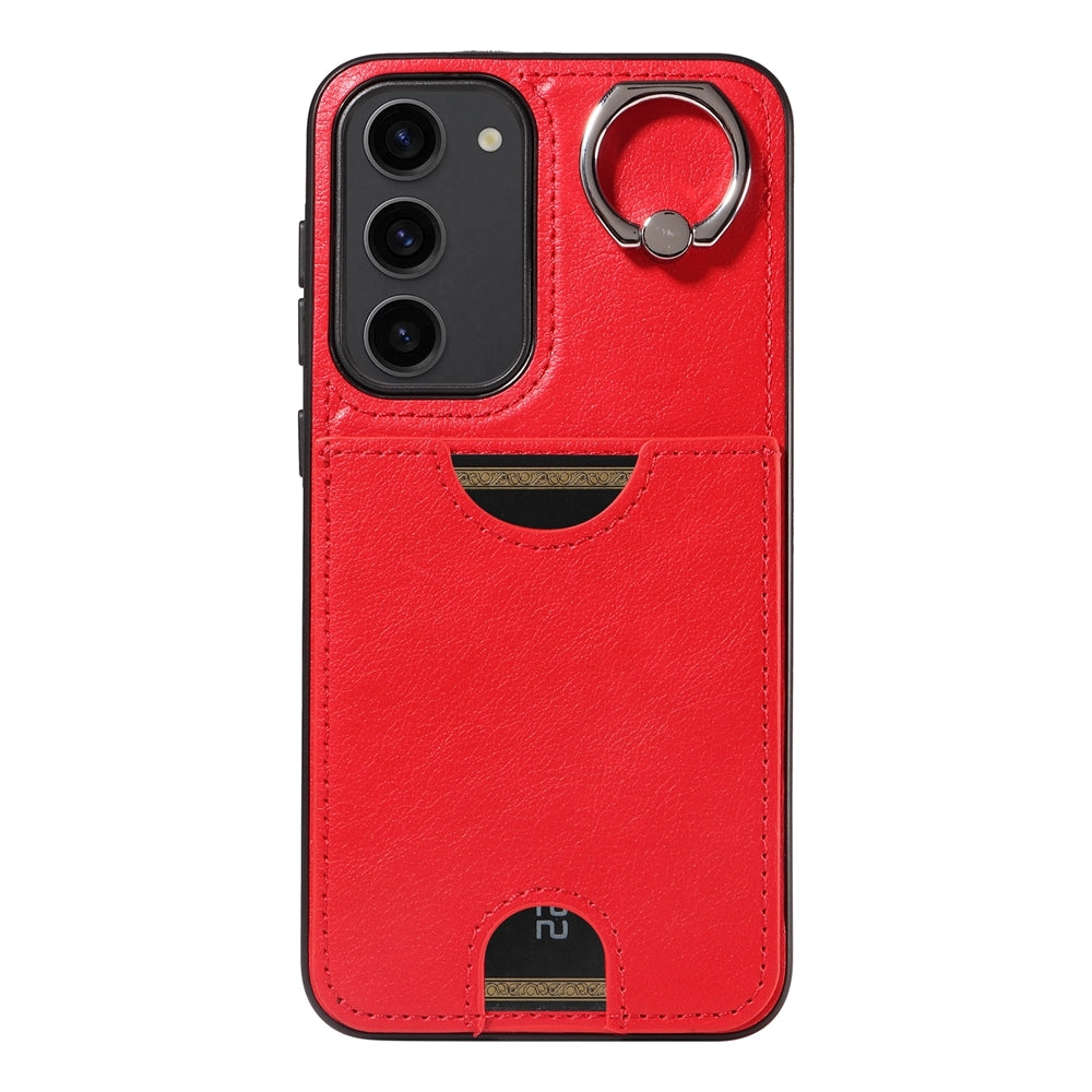 Samsung Galaxy S23+ 5G Calf Texture Phone Case with Card Slot & Ring Holder - Durable & Stylish Protection