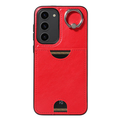Samsung Galaxy S23+ 5G Calf Texture Phone Case with Card Slot & Ring Holder - Durable & Stylish Protection
