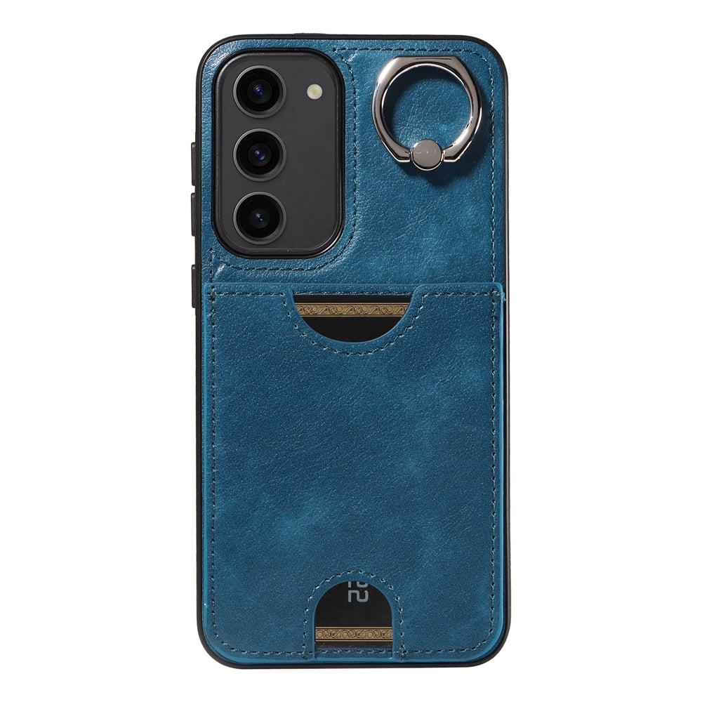 Samsung Galaxy S23+ 5G Calf Texture Phone Case with Card Slot & Ring Holder - Durable & Stylish Protection