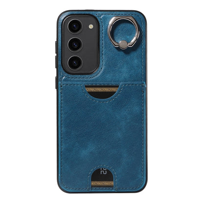 Samsung Galaxy S23+ 5G Calf Texture Phone Case with Card Slot & Ring Holder - Durable & Stylish Protection