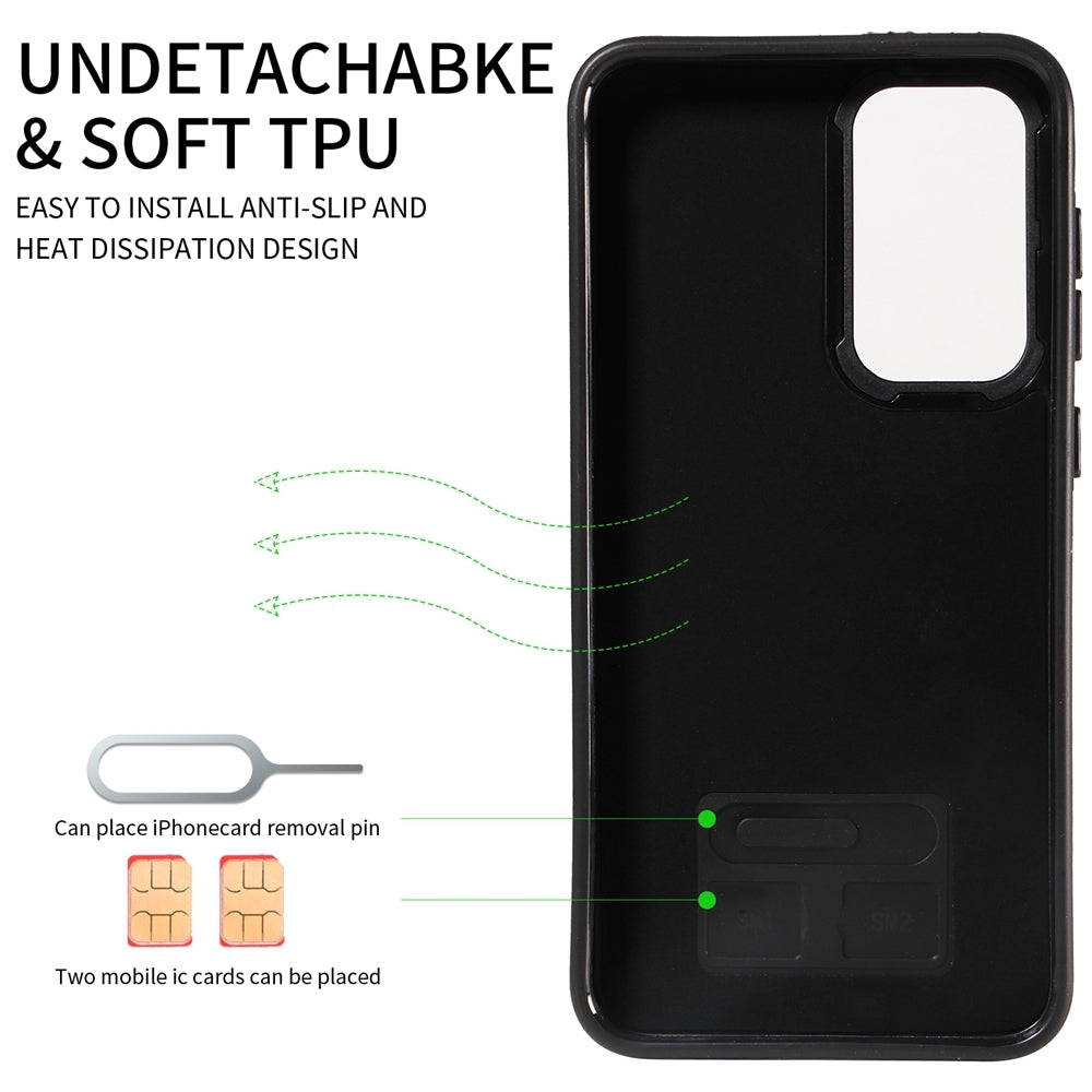 Samsung Galaxy S23+ 5G Calf Texture Phone Case with Card Slot & Ring Holder - Durable & Stylish Protection