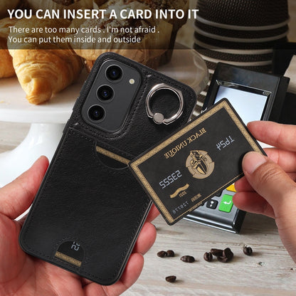 Samsung Galaxy S23+ 5G Calf Texture Phone Case with Card Slot & Ring Holder - Durable & Stylish Protection