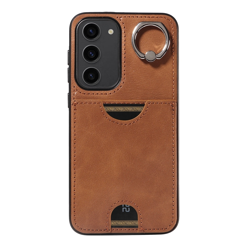 Samsung Galaxy S23+ 5G Calf Texture Phone Case with Card Slot & Ring Holder - Durable & Stylish Protection