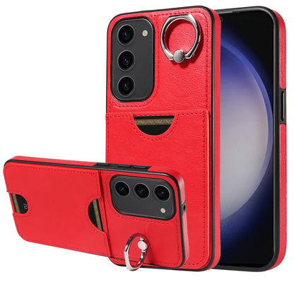 Samsung Galaxy S23 5G Calf Texture Phone Case with Card Slot & Ring Holder - Durable & Stylish Protection