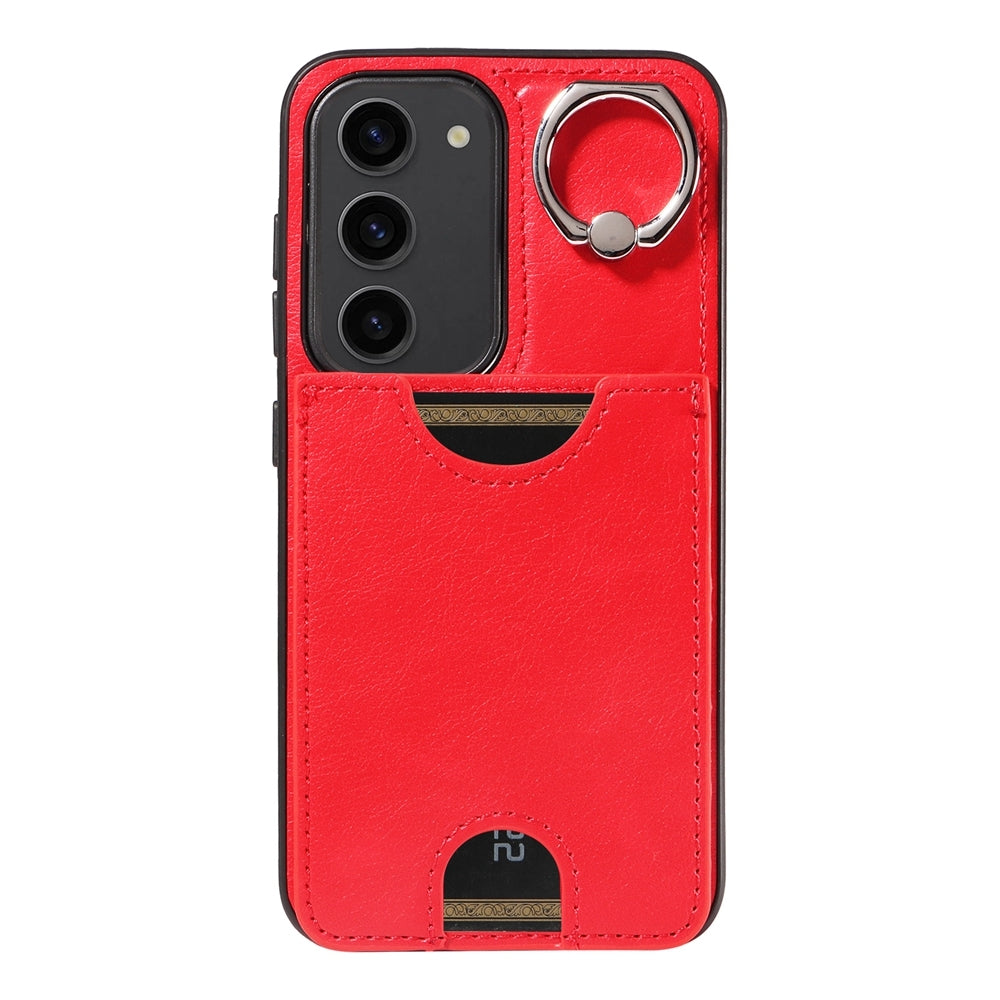 Samsung Galaxy S23 5G Calf Texture Phone Case with Card Slot & Ring Holder - Durable & Stylish Protection