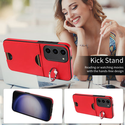 Samsung Galaxy S23 5G Calf Texture Phone Case with Card Slot & Ring Holder - Durable & Stylish Protection