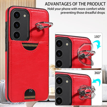 Samsung Galaxy S23 5G Calf Texture Phone Case with Card Slot & Ring Holder - Durable & Stylish Protection