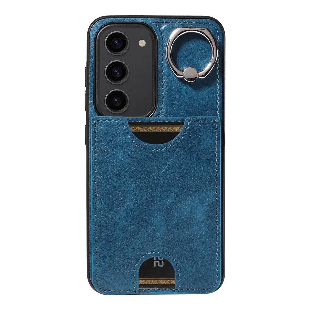 Samsung Galaxy S23 5G Calf Texture Phone Case with Card Slot & Ring Holder - Durable & Stylish Protection