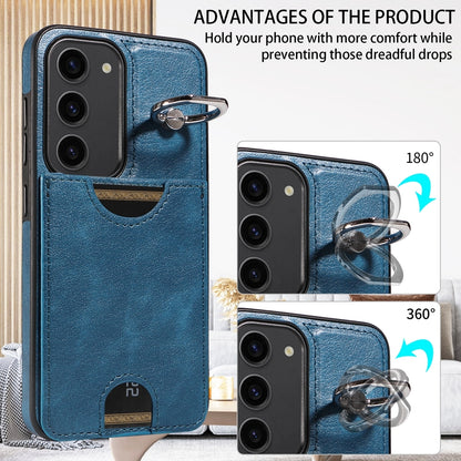 Samsung Galaxy S23 5G Calf Texture Phone Case with Card Slot & Ring Holder - Durable & Stylish Protection