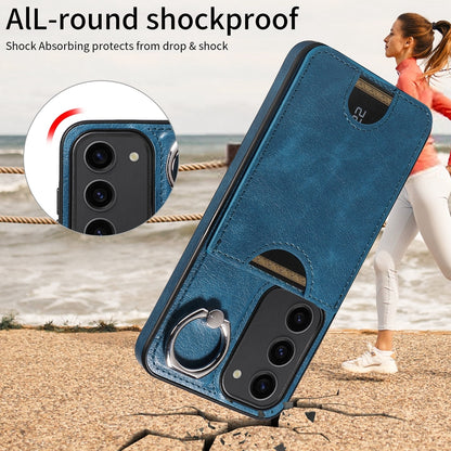 Samsung Galaxy S23 5G Calf Texture Phone Case with Card Slot & Ring Holder - Durable & Stylish Protection