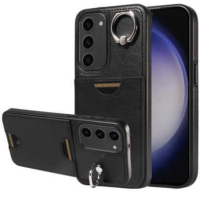 Samsung Galaxy S23 5G Calf Texture Phone Case with Card Slot & Ring Holder - Durable & Stylish Protection