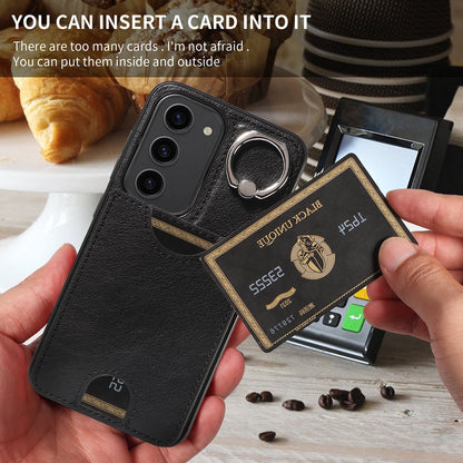 Samsung Galaxy S23 5G Calf Texture Phone Case with Card Slot & Ring Holder - Durable & Stylish Protection