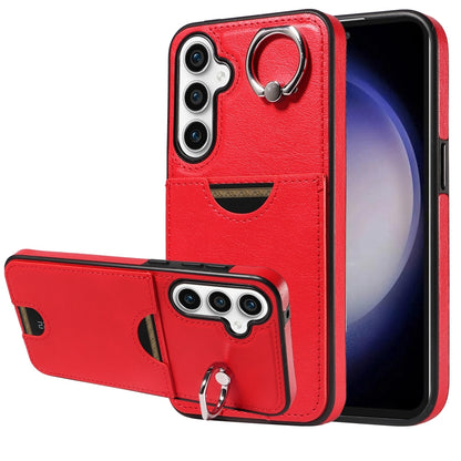 Samsung Galaxy S23 FE 5G Calf Texture Phone Case with Card Slot & Ring Holder - Durable & Stylish Protection