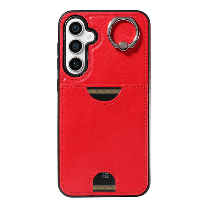 Samsung Galaxy S23 FE 5G Calf Texture Phone Case with Card Slot & Ring Holder - Durable & Stylish Protection