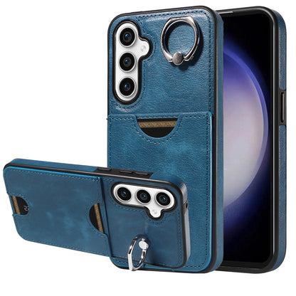 Samsung Galaxy S23 FE 5G Calf Texture Phone Case with Card Slot & Ring Holder - Durable & Stylish Protection