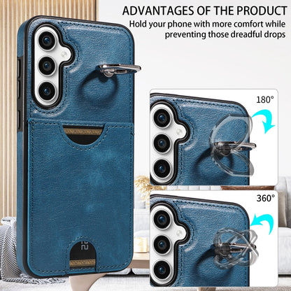 Samsung Galaxy S23 FE 5G Calf Texture Phone Case with Card Slot & Ring Holder - Durable & Stylish Protection