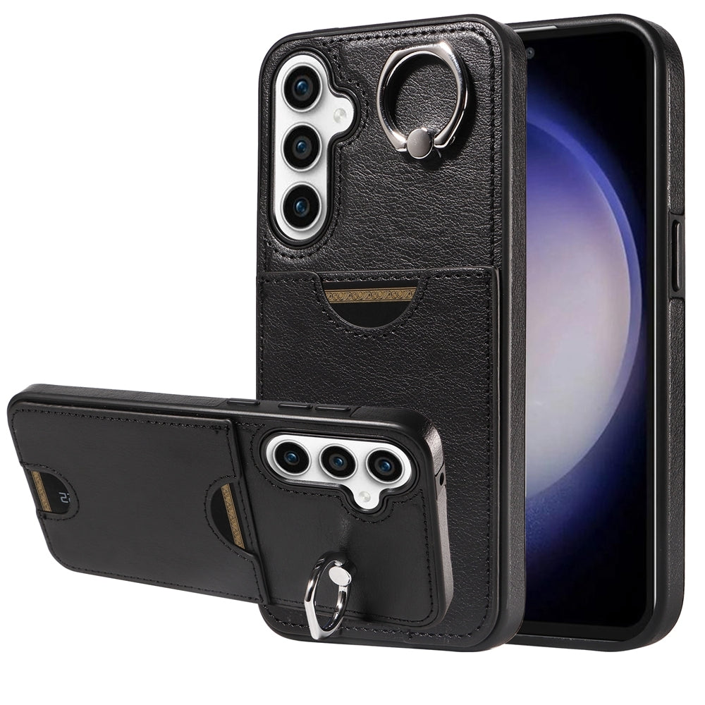 Samsung Galaxy S23 FE 5G Calf Texture Phone Case with Card Slot & Ring Holder - Durable & Stylish Protection