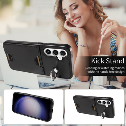 Samsung Galaxy S23 FE 5G Calf Texture Phone Case with Card Slot & Ring Holder - Durable & Stylish Protection
