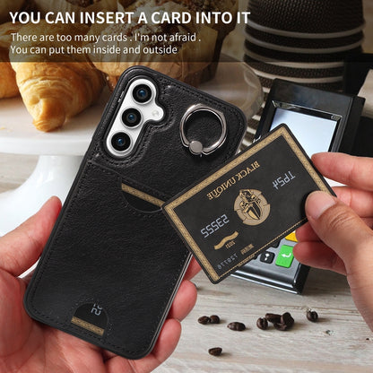 Samsung Galaxy S23 FE 5G Calf Texture Phone Case with Card Slot & Ring Holder - Durable & Stylish Protection