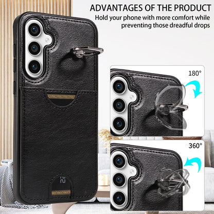 Samsung Galaxy S23 FE 5G Calf Texture Phone Case with Card Slot & Ring Holder - Durable & Stylish Protection