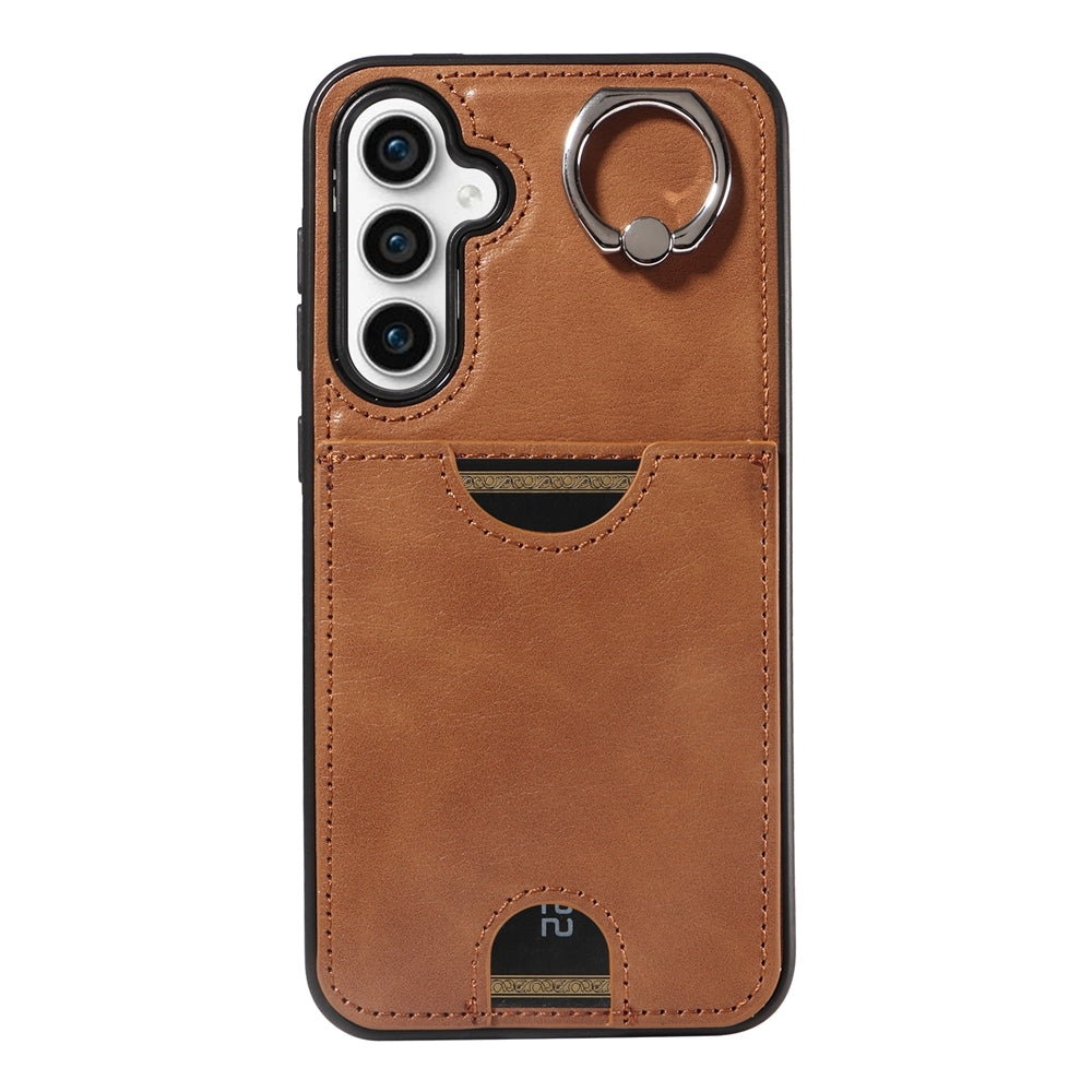 Samsung Galaxy S23 FE 5G Calf Texture Phone Case with Card Slot & Ring Holder - Durable & Stylish Protection