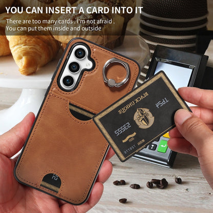 Samsung Galaxy S23 FE 5G Calf Texture Phone Case with Card Slot & Ring Holder - Durable & Stylish Protection