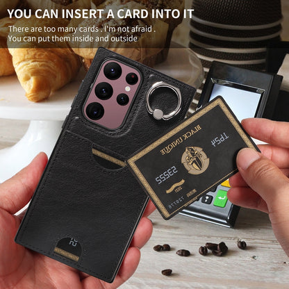 Samsung Galaxy S22 Ultra 5G Calf Texture Phone Case with Card Slot & Ring Holder - Durable & Stylish Protection
