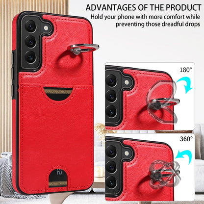 Samsung Galaxy S22+ 5G Calf Texture Phone Case with Card Slot & Ring Holder - Durable & Stylish Protection