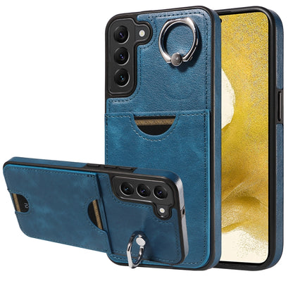 Samsung Galaxy S22+ 5G Calf Texture Phone Case with Card Slot & Ring Holder - Durable & Stylish Protection