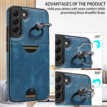 Samsung Galaxy S22+ 5G Calf Texture Phone Case with Card Slot & Ring Holder - Durable & Stylish Protection