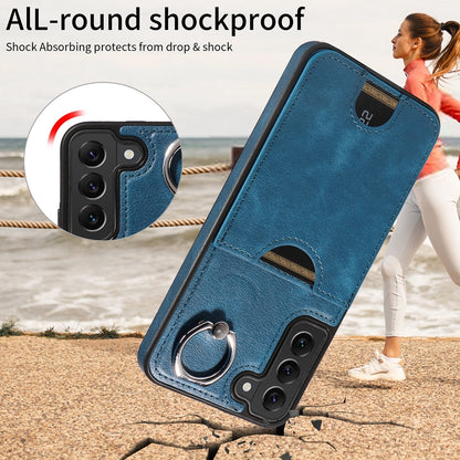 Samsung Galaxy S22+ 5G Calf Texture Phone Case with Card Slot & Ring Holder - Durable & Stylish Protection
