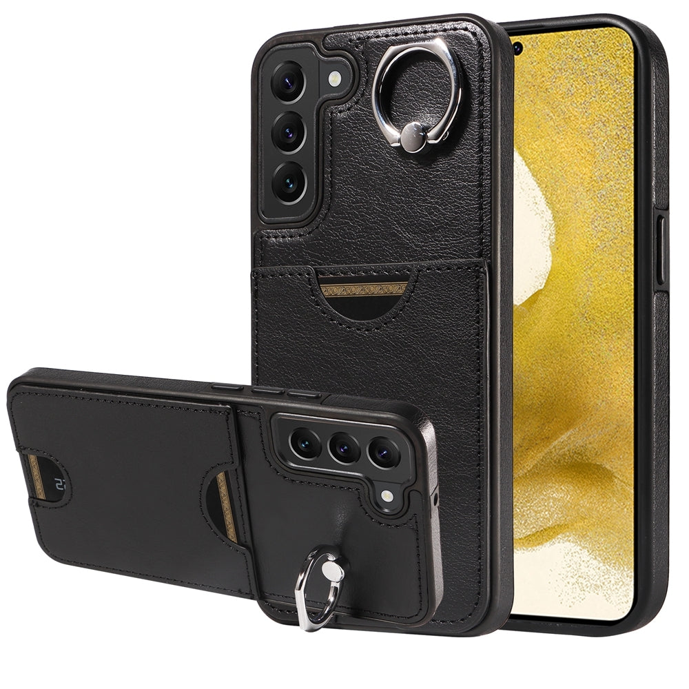 Samsung Galaxy S22+ 5G Calf Texture Phone Case with Card Slot & Ring Holder - Durable & Stylish Protection